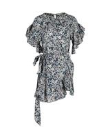Isabel Marant Etoile Ruffled Mini Dress In Navy Cotton Women Blue S - S Regular