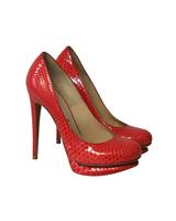 Nicholas Kirkwood Snakeskin Embossed Platform High Heel Pumps In Patent 37.5