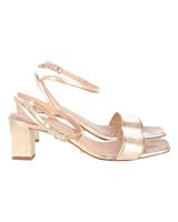 Sandro Block Heel Metallic Sandals In Leather Women Gold Size 37