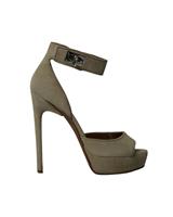 Givenchy Shark Lock High-Heeled Sandals In Suede Women Khaki Size 36.5