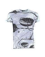 Prada Zodiac T-Shirt In Light Cotton Men Blue S - S Regular