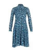 Diane Von Furstenberg Leopard Print Button Down Dress In Viscose Women Teal Xs - XS Regular