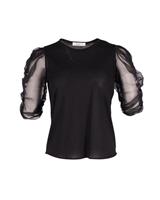 Sandro Paris Sheer Sleeved Blouse In Lyocell Women Black Size 2 - US2 Regular