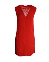 Sandro Paris Lace-Trimmed V-Neck Sleeveless Dress In Cupro Women Red S - S Regular