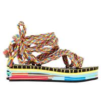 Chlo Tie-Up Lou Sandals In Cotton Women Multicolor Size 39
