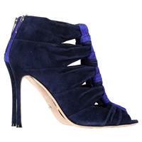 Sergio Rossi Bi-Color Cut Out Ankle Boots In Blue Suede Women Light Blue 37.5
