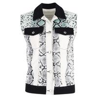 Sandro Paris Snake Print Vest In Cotton Denim Women White S - S Regular