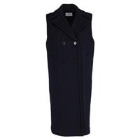 Sandro Paris Double-Breasted Sleeveless Coat In Wool Women Blue Size 38 - EU38 Regular