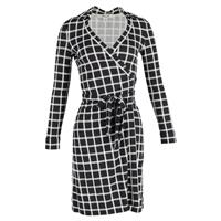 Diane Von Furstenberg Checkered Wrap Dress In Viscose Women Black Uk Size 4 - UK4 Regular