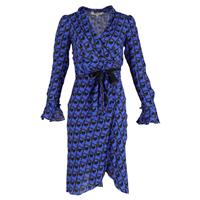 Diane Von Furstenberg Anuj Wrap-Effect Printed Midi Dress In Cobalt Crep Size 0 - US0 Regular