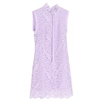 Sandro Paris Mini Golda Ribbon Detail Lace Dress In Cotton Women Purple UK - UK6 Regular