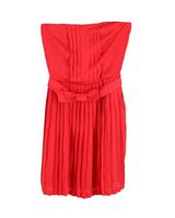 Sandro Paris Pleated Strapless Mini Dress In Silk Women Red S - S Regular