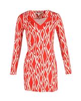 Diane Von Furstenberg Printed Mini Dress In Coral Silk Women Red Xs - XS Regular