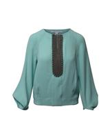 Diane Von Furstenberg Embellished Long Sleeve Top In Triacetate Women Bl Size 0 - US0 Regular
