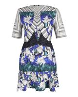 Peter Pilotto Printed Fluted Mini Dress In Silk Women Multicolor Uk Size 12 - UK12 Regular