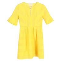 Sandro Crew Neck Mini Dress In Yellow Polyester Women Camel Size 50 - FR50 Regular