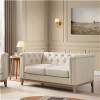 Dusk Chesterfield Cream Linen 2 Seater Sofa RRP &pound;599