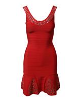Herv Leger Blakey Bandage Dress In Rayon Women Red Xs - XS Regular