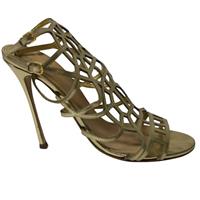 Sergio Rossi Puzzle Caged Sandals In Leather Women Gold Size 38