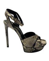 Saint Laurent Snakeskin Effect Tribute Platform Sandals In Leather Women Size