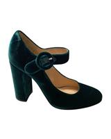 Gianvito Rosi Lorraine Mary Jane Pumps In Velvet Women Green Size 35