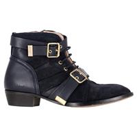 Chlo Buckled And Lace-Up Detail Ankle Boots In Suede Women Black Size 35