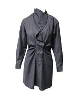 Isabel Marant Etoile Valentine Draped Checkered Dress In Dark Wool Women Size - FR38 Regular