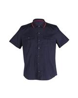 Gucci Striped Collar Shirt In Cotton Men Blue Xxs - XXS Regular