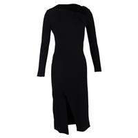 Oscar De La Renta Draped Crepe Midi Dress In Wool Women Black Uk Size 2 - UK2 Regular