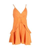 Sandro Sleeveless Ruffled Dress In Cotton Women Orange Size 40 - EU40 Regular