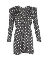 Sandro Polka-Dot Print Long-Sleeve Dress In Viscose Women Black M - M Regular