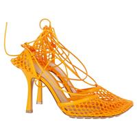 Bottega Veneta Stretch Lace Up Sandals In Leather Women Orange Size 40
