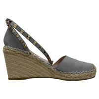 Valentino Rockstud Ankle Strap Espadrille Wedge Pumps In Leather Women G Size