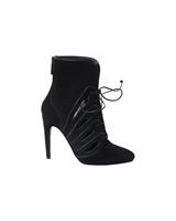 Bottega Veneta Cutout Lace-Up Detail Ankle Boots In Suede Women Black Size 37