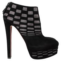 Alaa Laser Cut Platform Ankle Boots In Suede Women Black Size 39