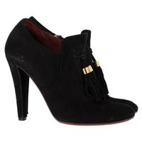 Gucci Mischa Tassel Detail Ankle Boots In Black Suede Women Burgundy Size 37