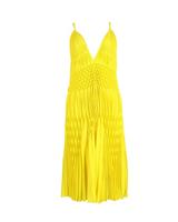 Haider Ackermann Smocked V-Neck Dress In Polyester Women Yellow M - M Regular