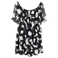 Saint Laurent Graphic Print Tiered Mini Dress In Silk Women Black Size 40 - IT40 Regular