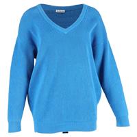 Balenciaga V-Neck Sweater In Cotton Women Blue Size 34 - EU34 Regular