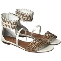 Alaia Ankle-Cuff Laser Cut Sandals In Leather Women White Size 36.5