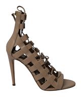 Aquazzura Lace-Up Amazon 105 Sandals In Calfskin Leather Women Nude Size 8