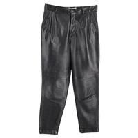 Saint Laurent Pleated Trousers In Leather Women Black S - S Regular