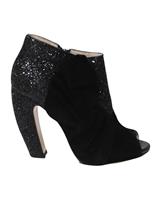 Miu Miu 115Mm Glitter Booties In Suede Women Black Size 38.6