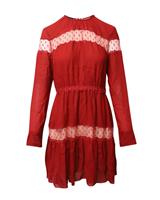 Giambattista Valli Long Sleeves Lace Trim Dress In Viscose Women Red Size 8 - US8 Regular