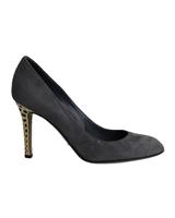 Sergio Rossi Gold Heel Pumps In Suede Women Grey 37.5