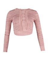 Sandro Striped Cropped Cardigan In Viscose Women Pink Uk Size 8 - UK8 Regular