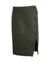 Sandro Side Button Pencil Skirt In Olive Wool Women Green Size 40 - FR40 Regular