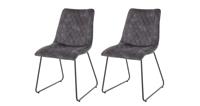 DFS Noaria Charcoal Velvet & Black Iron Set of 2 Dining Chairs RRP £359