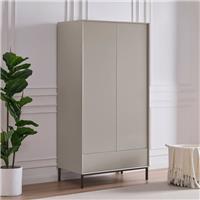 Dusk Nova Taupe & Matt Black 2 Door Double Wardrobe with Drawer RRP �319