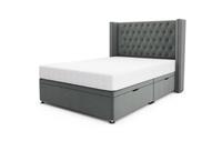 DFS Aldridge Granite Grey Velvet King Size Side Ottoman Storage Bed RRP &pound;1349